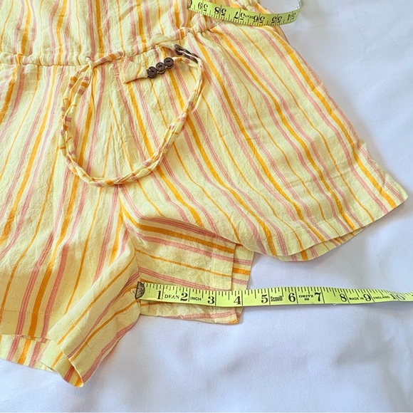 Anthropologie L Kopali Yellow Pink Mustard Striped Strapless Shorts Jumpsuit - Picture 10 of 15